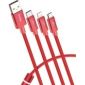 Câble Lightning 3-en-1 USB-C- Micro-USB- Baseus - rouge