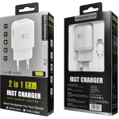 Chargeur rapide Powerstar 2 en 1 USB-C 2.1 Ampère 100 CM - blanc - Cloque