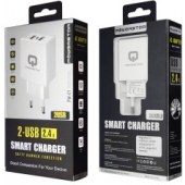 Chargeur rapide Powerstar 2 en 1 Micro-USB 2,4 Ampères - blanc